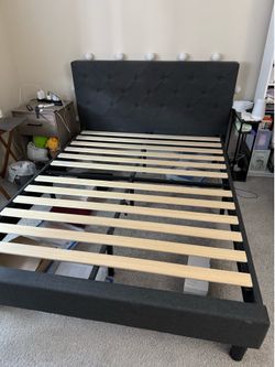 Queen bed frame. Dark grey