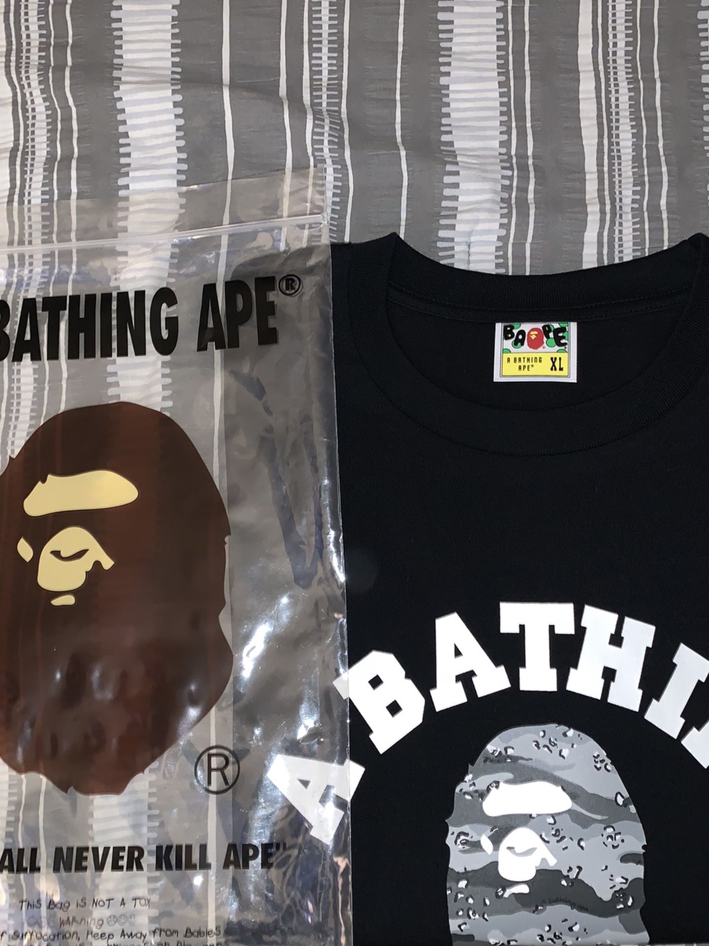 A Bathing Ape Black Desert Camo College T Shirt
