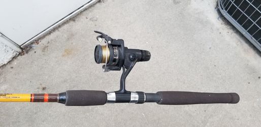 Vintage Sabre bass stroker spinning rod 6 foot 8-20 Lb Shimano reel made in  USA great for all types of freshwater or saltwater fishing for Sale in