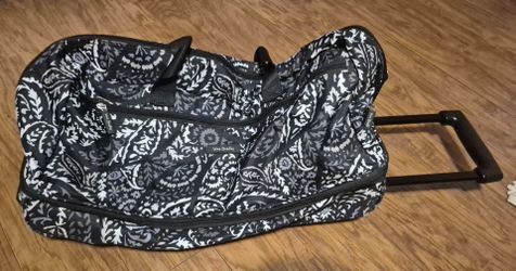 Vera Bradley Black Noir/ Bandana Paisley Rolling Duffel Bag