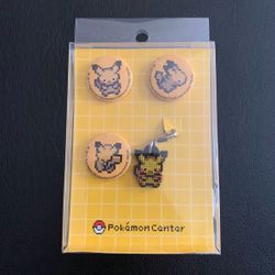 Japan Pikachu Pixel Can Badge Button Pin Keychain Pokemon Center 2011 
