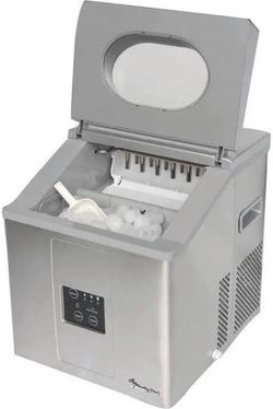 NEW MAGIC CHEF MCIM30SST 30-lb stainless steel portable ice maker	 * Makes up to 30 lbs of ice in 24 hours  * 4 lb. Capacity  * Exterior Drain * Makes