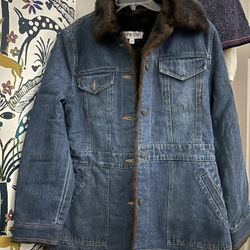 Denim Jacket With Fur 