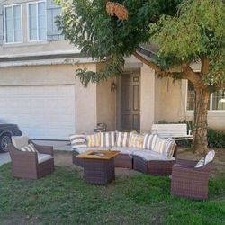 Fire pit propane patio furniture set outdoor patio sofa set brand new patio couch set complete patio furniture 🆕