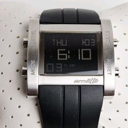 Arnette LCD Digital Watch Silicone black Strap AR2011 50M  New Battery  