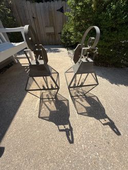 Pair of Vintage exterior sconces, approximately 24 inches length 12 inches wide at center at the widest spot and 10 inches deep