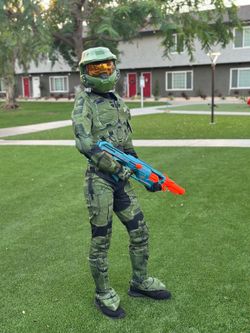 Halo Master Chief Muscle Costume Kids Large/G 10-12yr Spartan with Helmet
