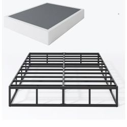 Box Springs Full Size 9 Inch High Profile Box Spring Strong Metal Frame Mattress Foundation with Fabric Cover, Box Spring Full Size Bed, Easy As