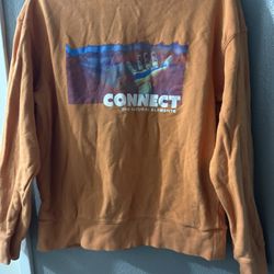 H&M Men's Graphic Print Relaxed Fit Orange Cotton Crew Neck Sweatshirt M