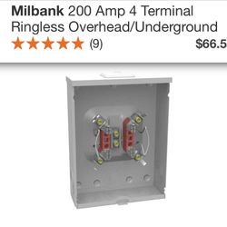 Milbank 200 Amp 4 Terminal Ringless Overhead/Underground Horn Bypass Meter Socket