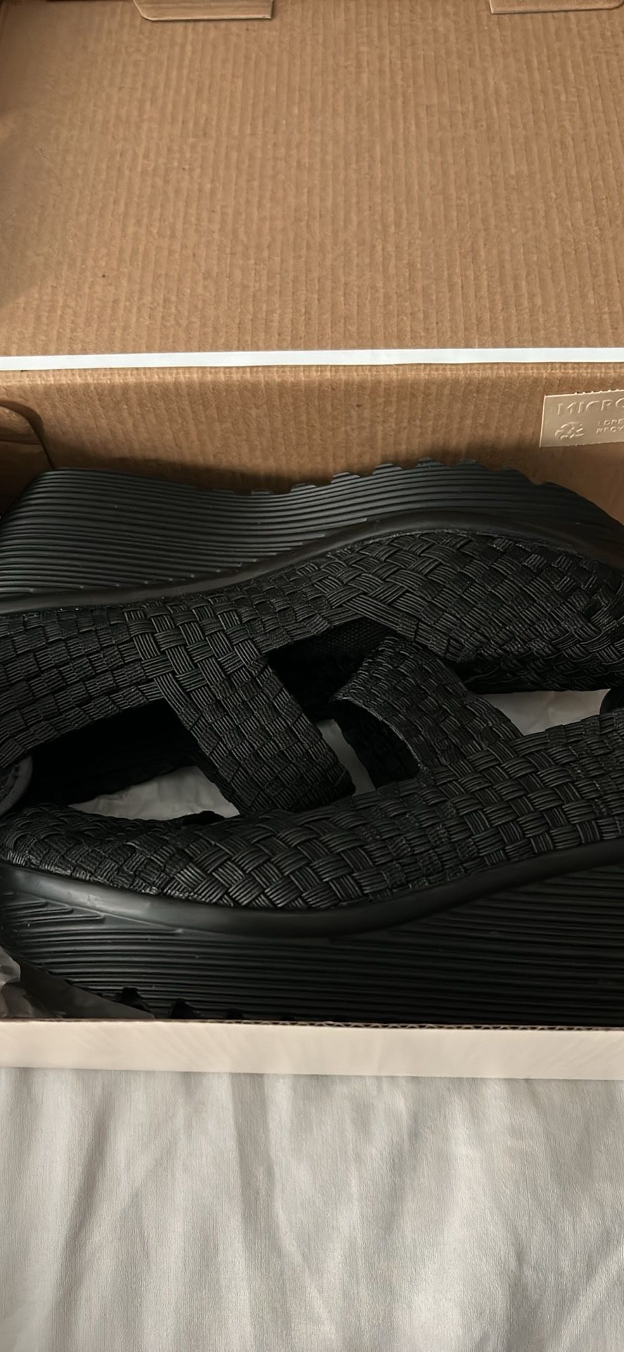 St John’s bay black slip on wedge shoes