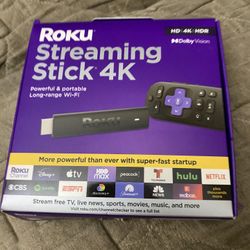 Roku Streaming Stick 4K Streaming Device 4K/HDR/Dolby Vision with Voice Remote with TV Controls