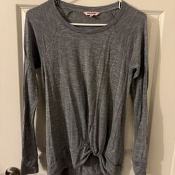 Juicy Couture Women Top Gray Shirt Long Sleeve Round Neck Twist Hem- Size S 