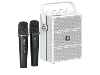 100W Portable Karaoke Speaker with 2 Wireless Microphones & Bluetooth PA System