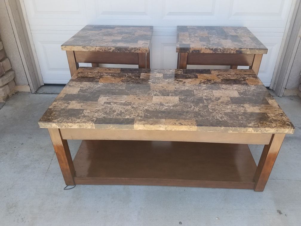 3 piece faux marble table set