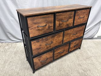 Rustic Industrial 8 Fabric Drawer Dresser