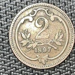 1897 Two Heller Australia Coin 