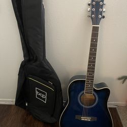 New Blue Guitar with Case