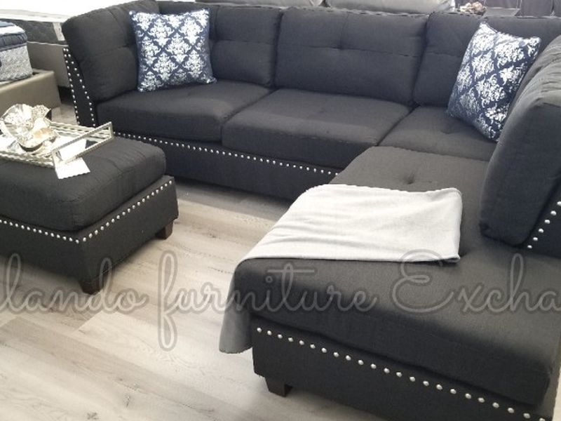 $50 Down Financing ‼️NEW BLACK SECTIONAL WITH OTTOMAN