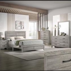 4- Pc Bedroom set Dresser,Mirror Nightstand (1) Queen size bed frame Not including Mattress and Box Sp