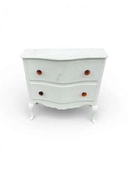 Hand-Painted White French Provincial Cabinet with Serpentine Drawers