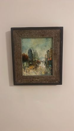 City Street Original Painting Art by Les Smith Framed