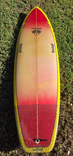 BruSurf surfboard red yellow