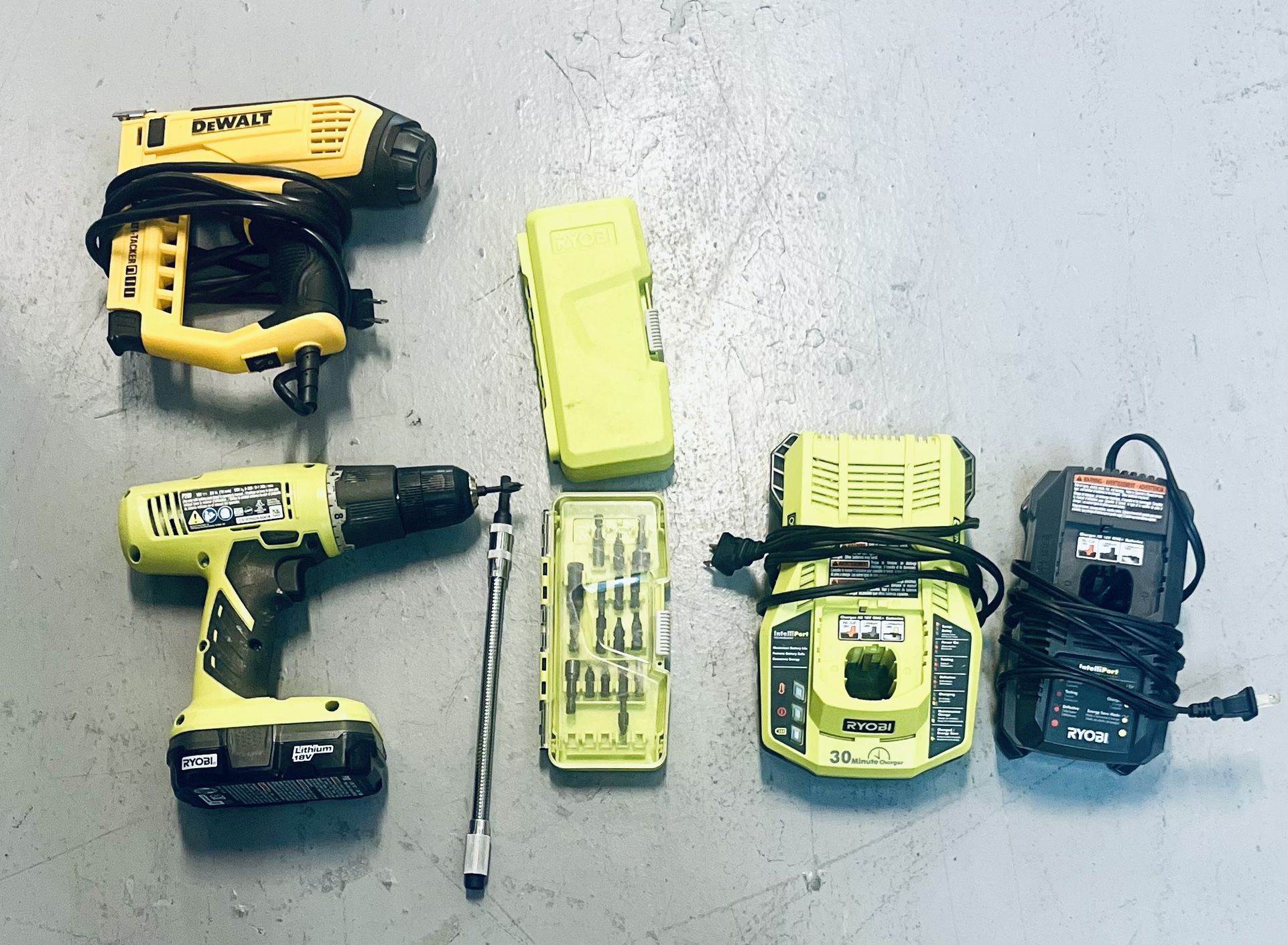 Ryobi One+ Power Drill & Dewalt Power Tacker