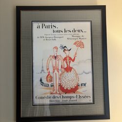 Paris Theme Large Art Piece With Black Frame 