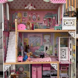 KidKraft Annabelle Wooden Dollhouse with Elevator, Balcony and Accessories