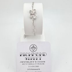 10k white gold 7" diamond butterfly bracelet