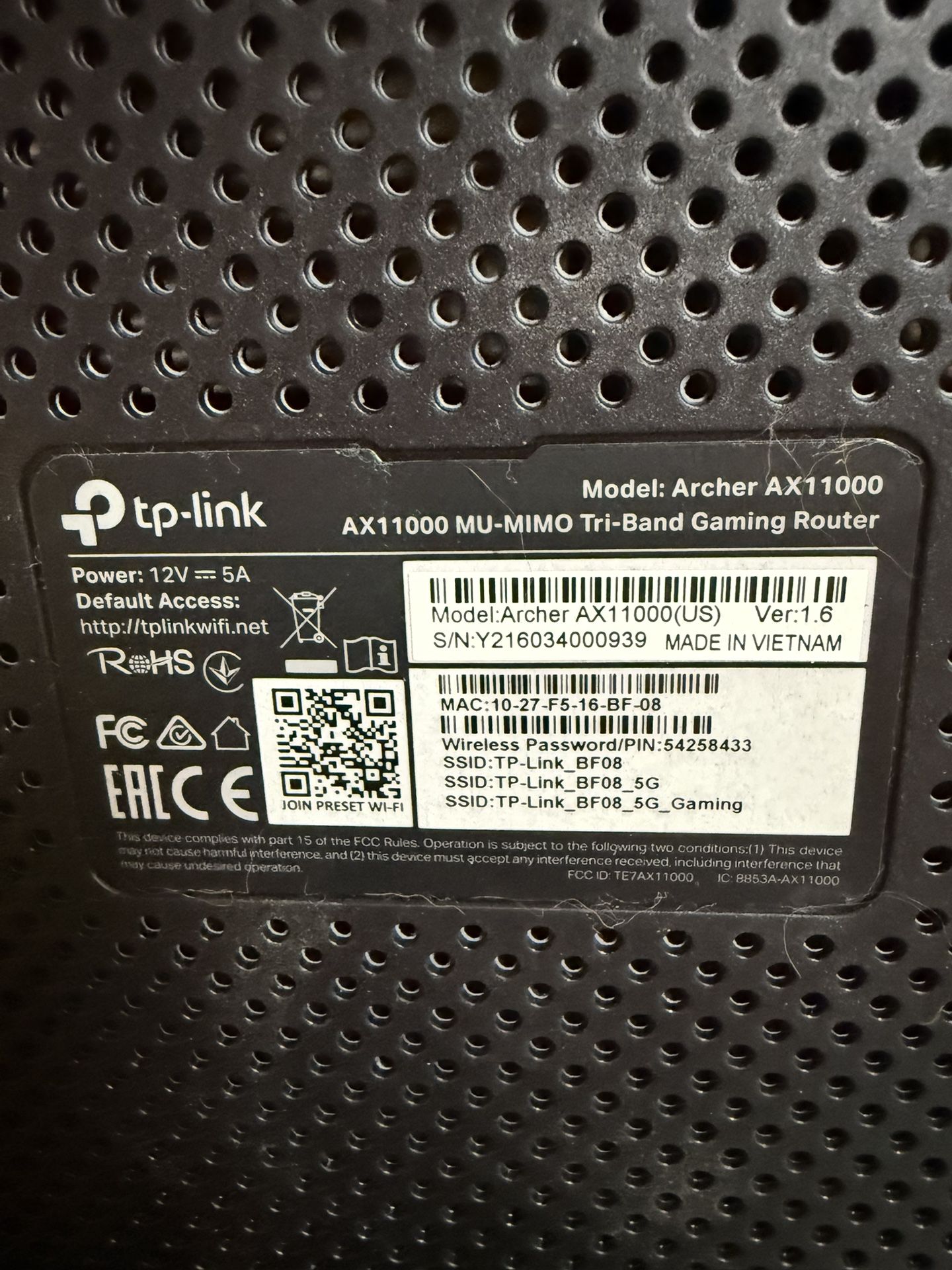 TP-Link Archer AX11000 Tri-Band Wi-Fi 6 Gaming Router