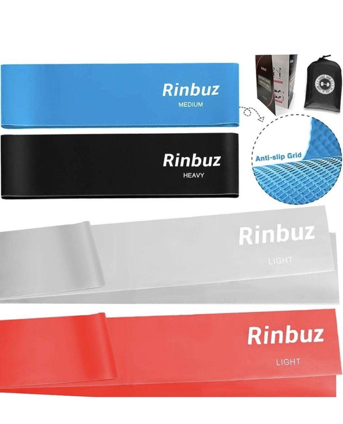 Non-Slip Exercise Resistance Bands for Legs and Butt, Long Flat Workout Latex Bands Set for Home Fitness Weights Training Extra Thick Heavy Duty Loop