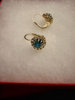 ✨💎 Stunning Turquoise & Diamond Accent Gold-Plated Earrings 💎✨
