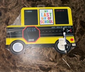 Last and First Day of School Chalkboard Sign Bus