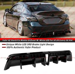 18-24 Camry Gloss Black Rear Bumper Center Diffuser W/ White LED