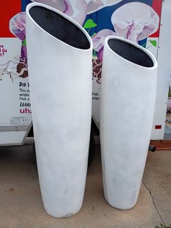 Pair of  Large Vintage Decorative Fiberglass Planters