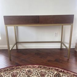 Modern Brown Wood Vanity And Desk
