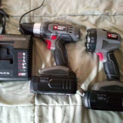 Porter And Cable Drill, Flash Light, 2 Battery And Charger 