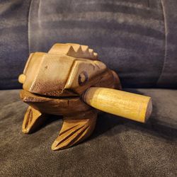 Wood Frog Guiro Rasp Percussion Musical Instrument Tone Block Wooden Frog