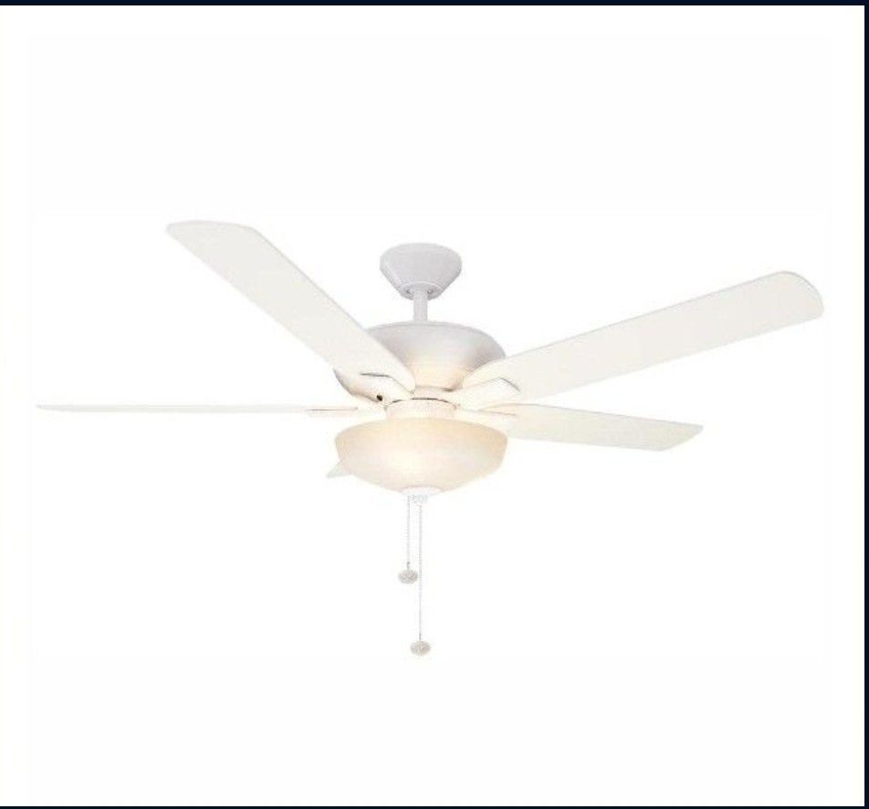 Hampton Bay Holly Springs 52 in. LED Indoor Matte White Ceiling Fan with Light Kit