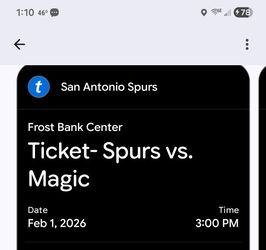 2-Tickets Spurs Vs Magic 15 Rows From Floor.