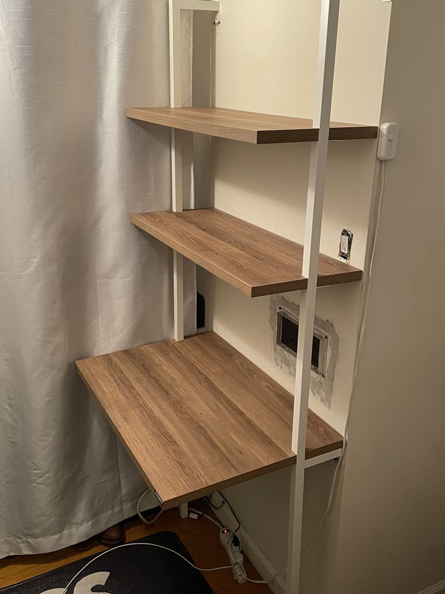 Wall Mount Ladder Desk w. 2-Shelf Storage