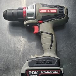 Used Craftsman 20v Drill With Charger And Battery As Well As Attachments