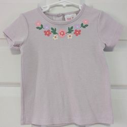 Little Lass Lavender Tee with Floral Accents Girls Size 5