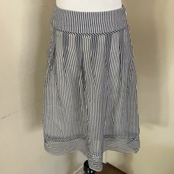 Japanese Innowave Casual Navy Blue and White Striped Skirt Ladies