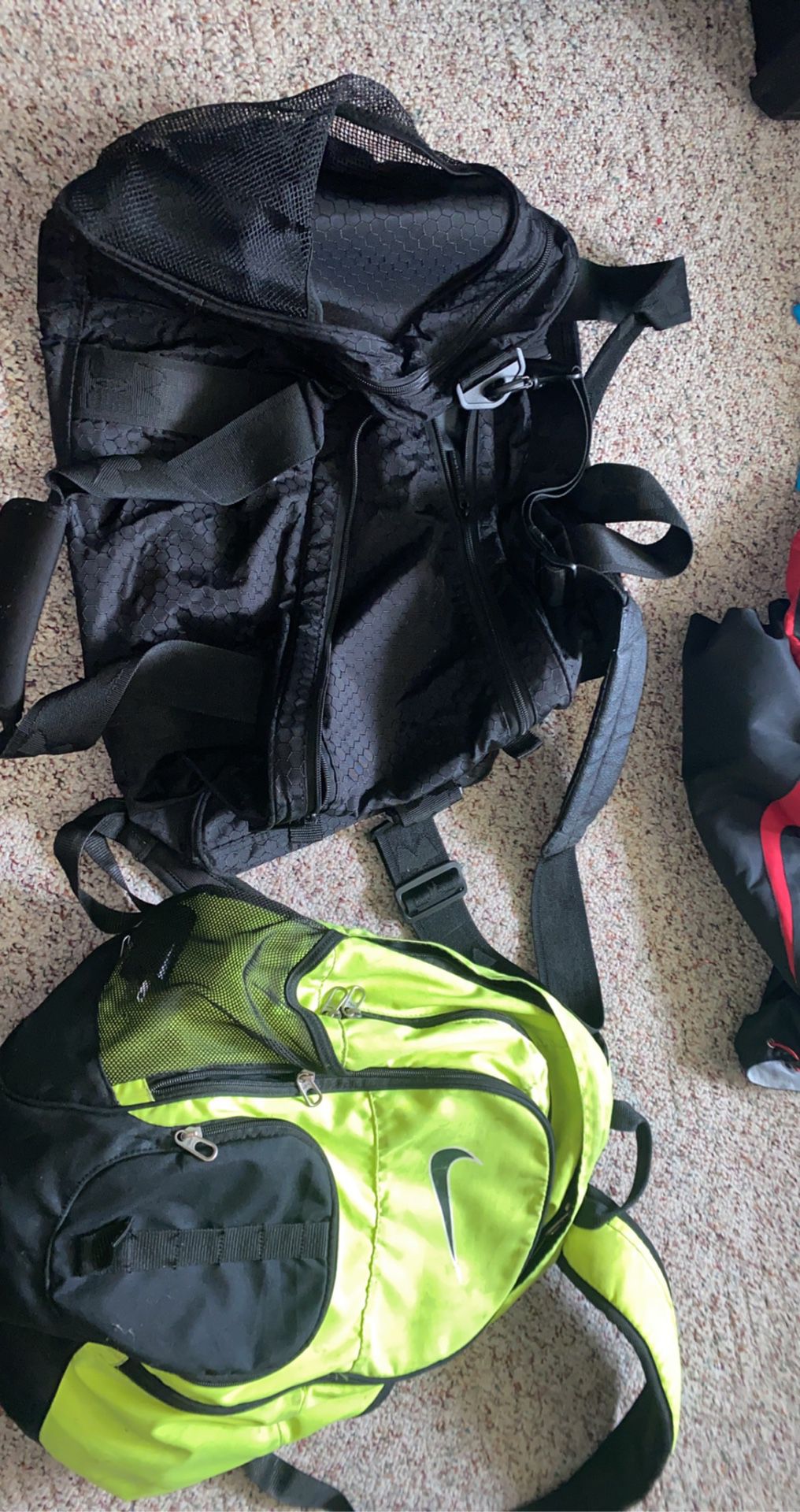 Under Armor Duffle Bag And Nike Bag