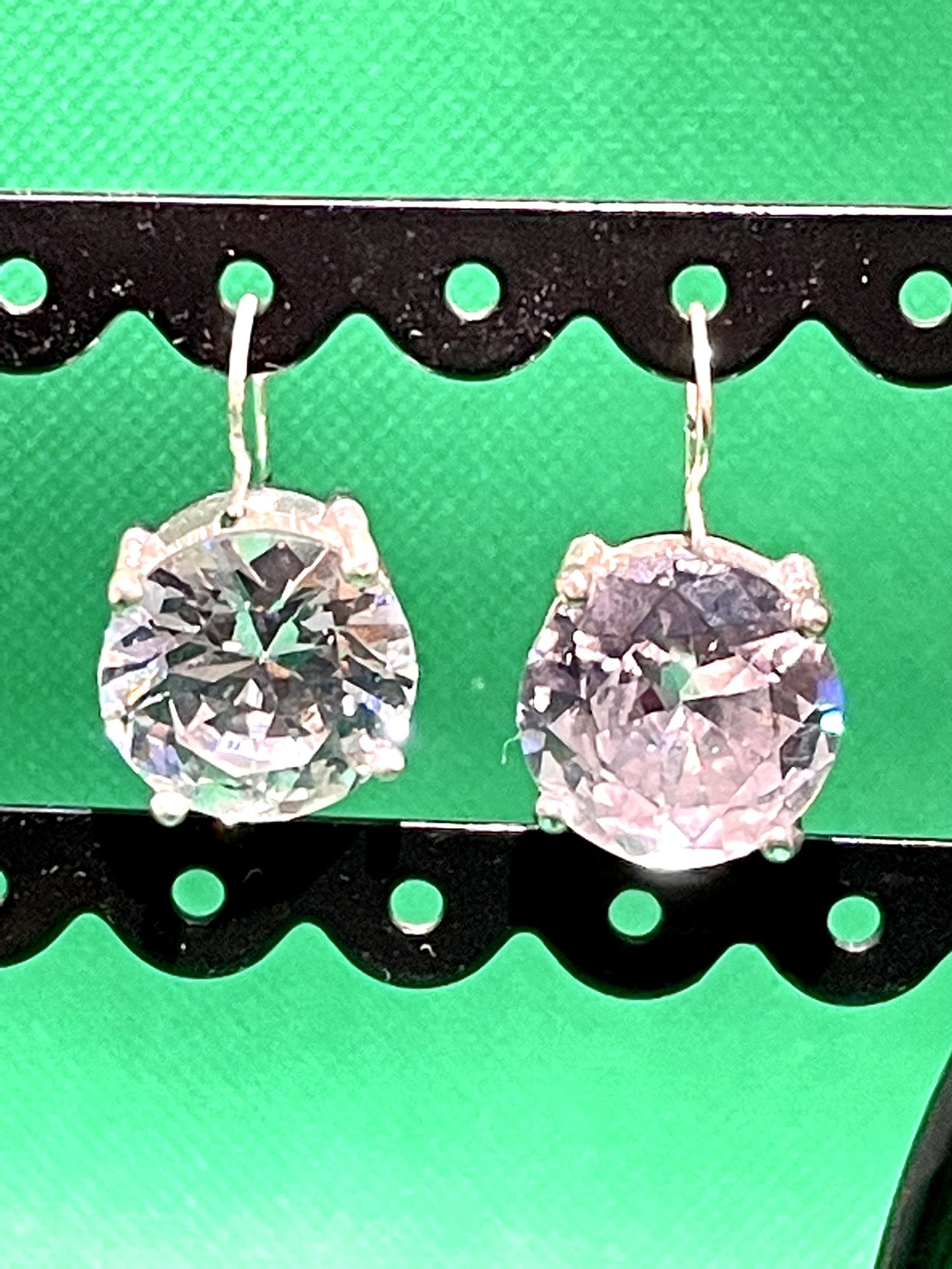 Pair Of Large Pierced CZ Earrings