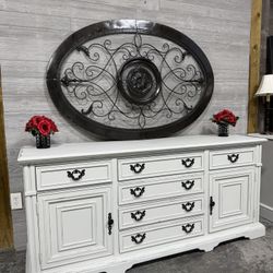LONG Farmhouse DRESSER white distressed “Eden” (other dresser nightstands available)