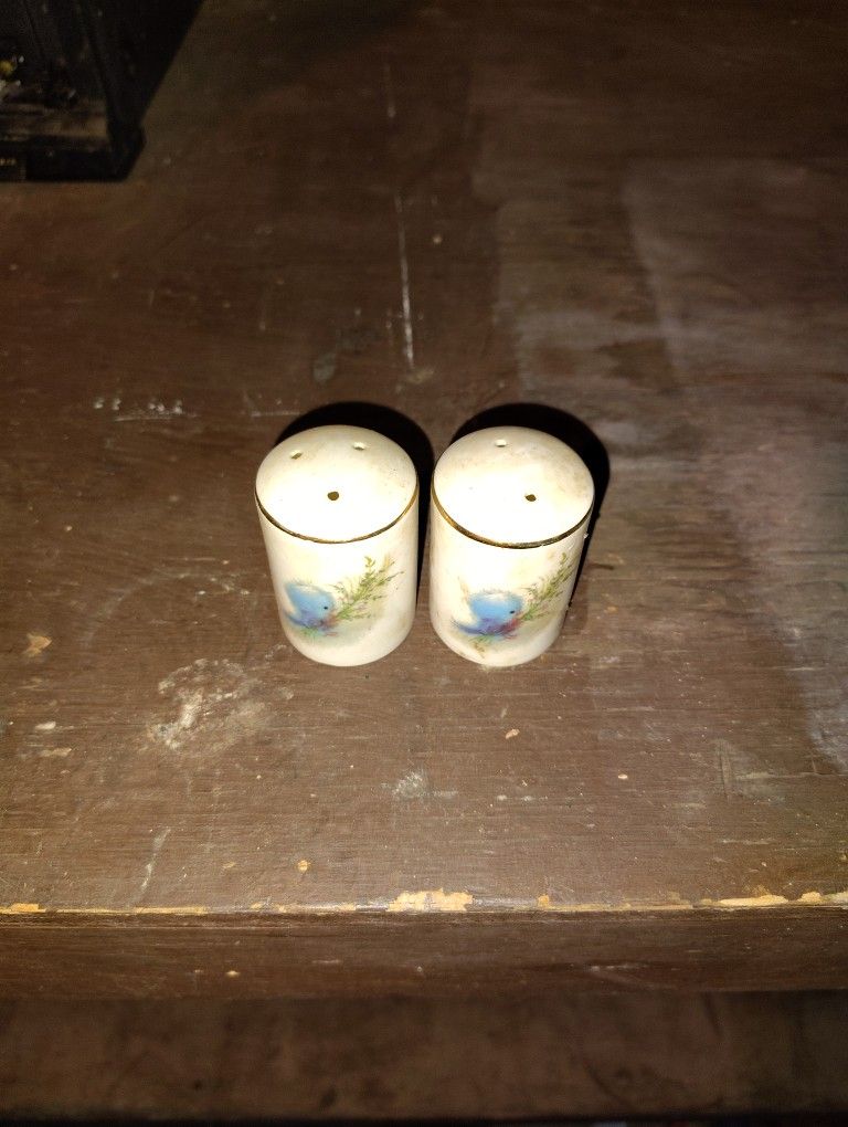 Vtg 1979 BLUEBIRD Fine Porcelain Salt & Pepper Shakers Japan
